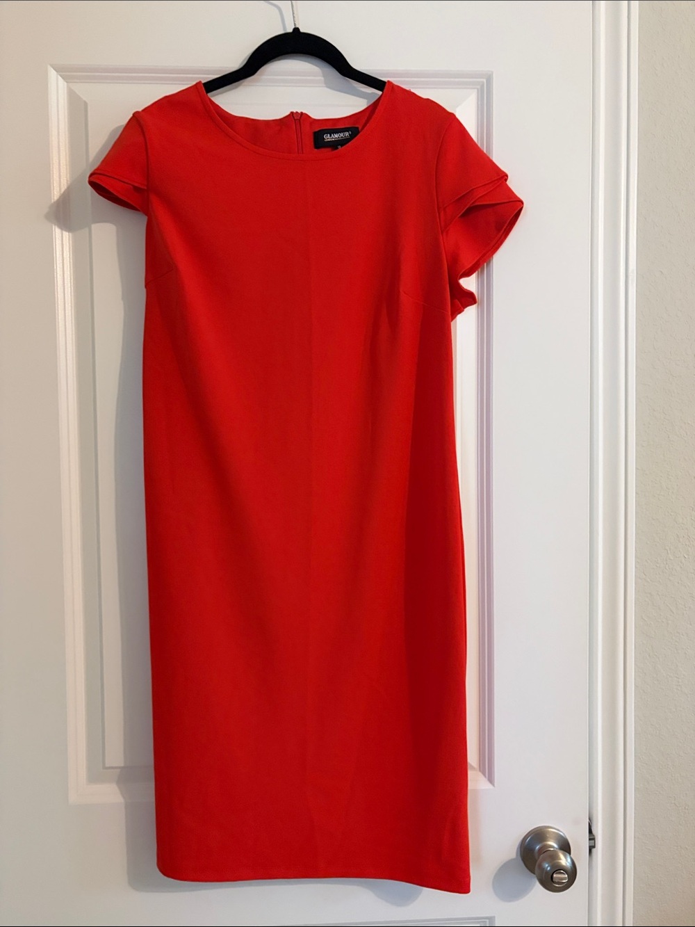 Glamour Red Short-Sleeve Midi Sheath Dress